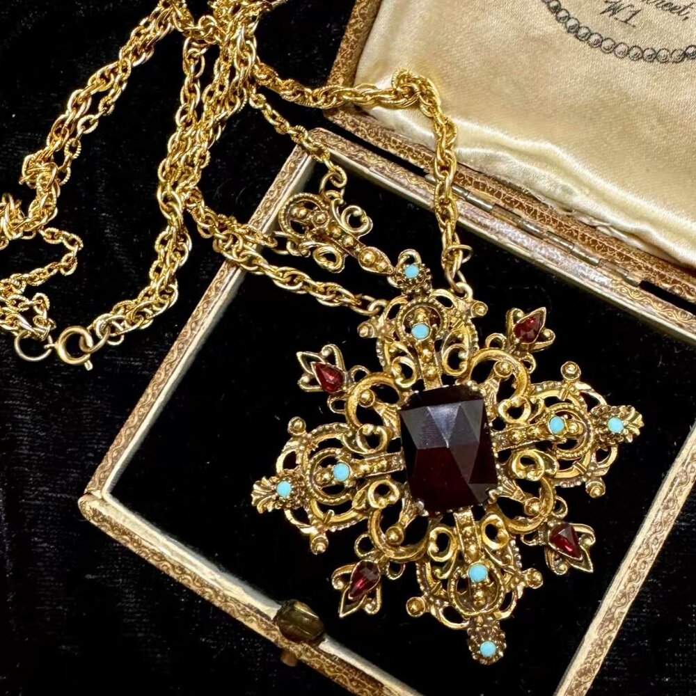 Vintage Florenza Victorian Cross Necklace